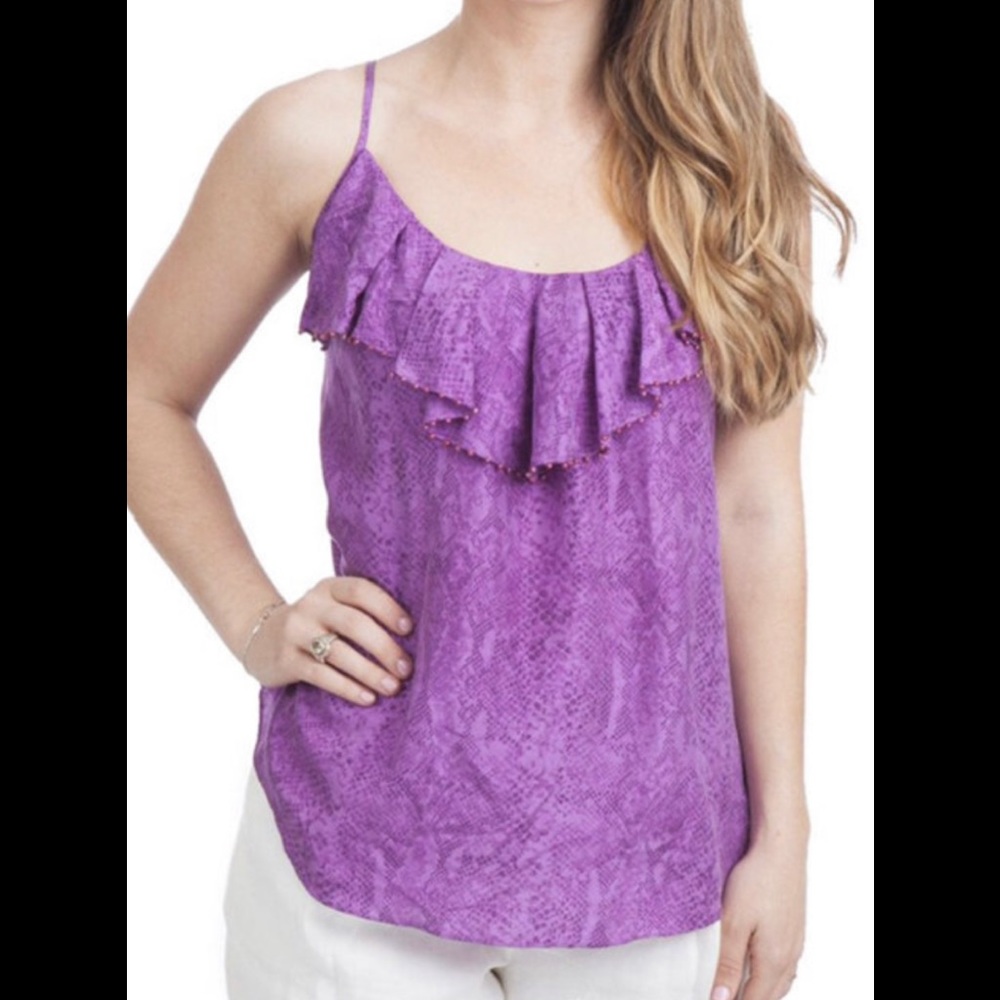 Rebecca Taylor snake print ruffle camisole
